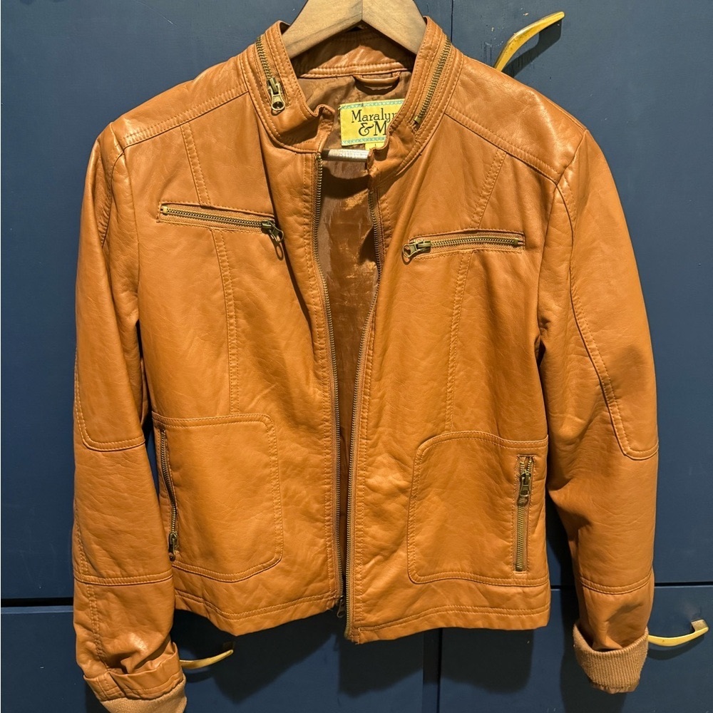Faux brown leather jacket